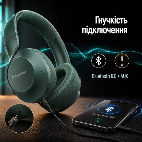 Наушники ColorWay AERO ANC (CW-HBT02G) Green купить в Украине | Telemart фото