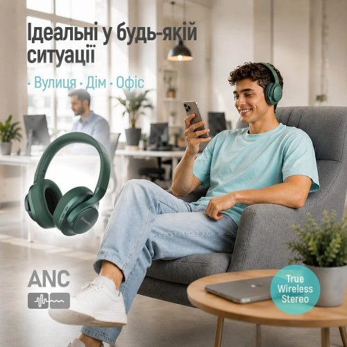 Наушники ColorWay AERO ANC (CW-HBT02G) Green купить в Украине | Telemart фото