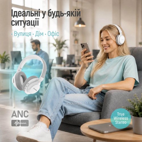 Наушники ColorWay AERO ANC (CW-HBT02WT) White купить в Украине | Telemart фото