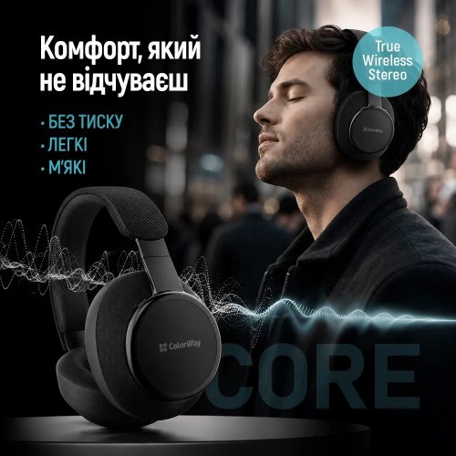 Наушники ColorWay CORE ANC (CW-HBT03BK) Black купить в Украине | Telemart фото