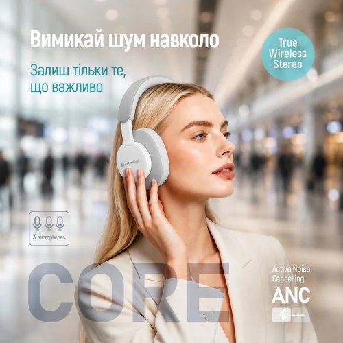 Навушники ColorWay CORE ANC (CW-HBT03WG) White/Grey купити в Україні | Telemart фото