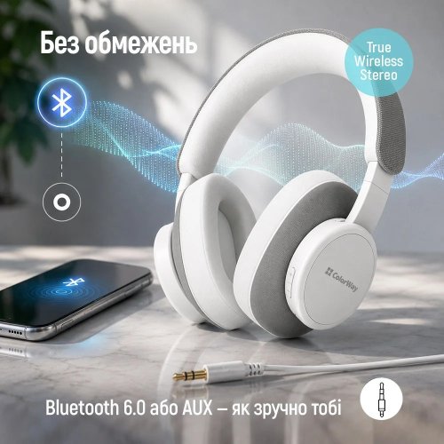 Навушники ColorWay CORE ANC (CW-HBT03WG) White/Grey купити в Україні | Telemart фото