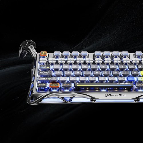 Клавіатура GravaStar Mercury K1 Pro RGB GravaStar x Kailh Speedy Mint Wireless (GSK1PRO_S_CGRY) Interstellar Silver купити в Україні | Telemart фото