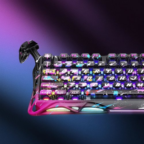 Клавиатура GravaStar Mercury V75 Pro RGB Magnetic Jade Gaming (GSV75PRO_U_CG_BLK) Neon Graffiti купить в Украине | Telemart фото