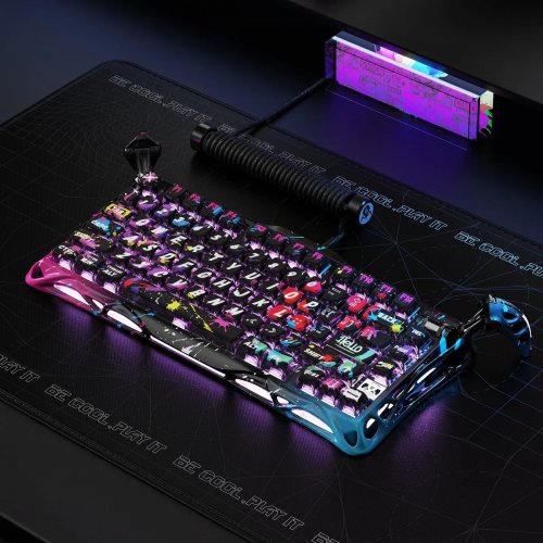 Клавиатура GravaStar Mercury V75 Pro RGB Magnetic Jade Gaming (GSV75PRO_U_CG_BLK) Neon Graffiti купить в Украине | Telemart фото