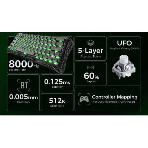 Клавіатура GravaStar Mercury V60 RGB UFO Magnetic Gaming (GSV60_XTAL_NBK) Onyx Crystal купити в Україні | Telemart фото