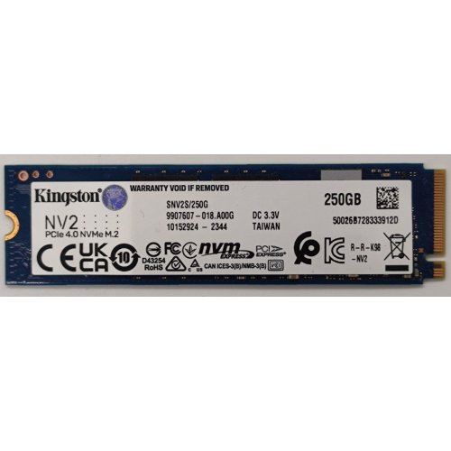 Ssd-диск Kingston NV2 3D NAND 250GB M.2 (2280 PCI-E) NVMe x4 (SNV2S/250G) (Відновлено продавцем, 906227) купити в Україні | Telemart фото