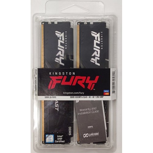 Озп Kingston DDR5 32GB (2x16GB) 6000Mhz FURY Beast Black (KF560C40BBK2-32) (Відновлено продавцем, 906229) купити в Україні | Telemart фото