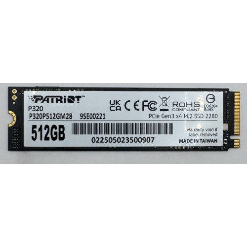 Ssd-диск Patriot P300 512GB M.2 (2280 PCI-E) NVMe x4 (P300P512GM28) (Відновлено продавцем, 906610) купити в Україні | Telemart фото