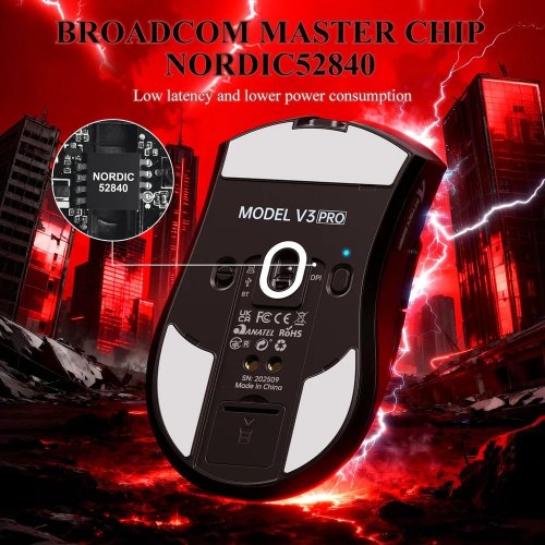 Уценка мышка Attack Shark V3 Pro Wireless (AS-6972792472577-B) Black (Повреждена упаковка, 906810) купить в Украине | Telemart фото