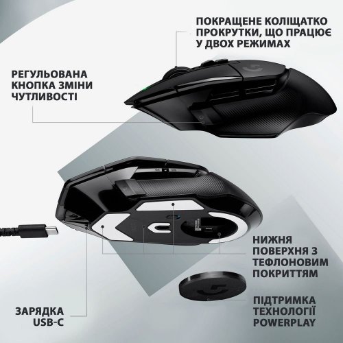 Уцінка миша Logitech G502 X Lightspeed Wireless (910-006180) Black (Розкрита упаковка, 907085) купити в Україні | Telemart фото