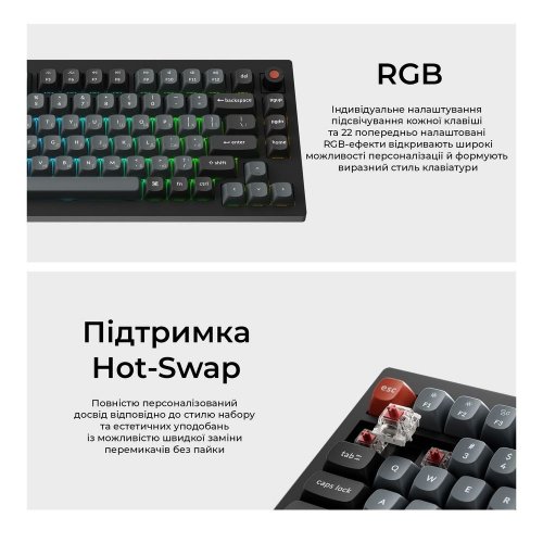 Уцінка клавіатура Keychron V1 8K Keychron Super Red Switch (V1W-D1-UA) Black (Розкрита упаковка, 907138) купити в Україні | Telemart фото