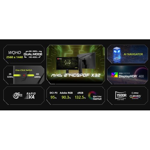 Монитор MSI 27" MAG 274CQPDF X32 Black купить в Украине | Telemart фото