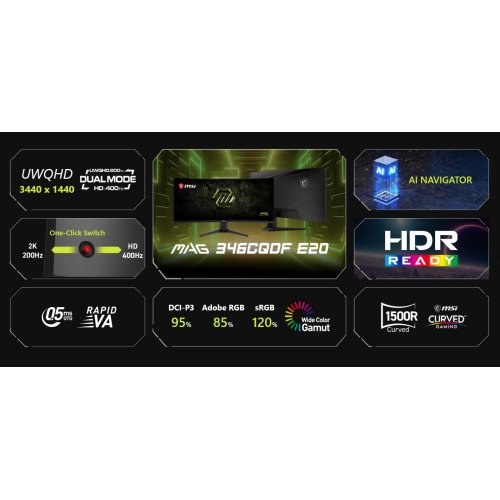 Монітор MSI 34" MAG 346CQDF E20 Black купити в Україні | Telemart фото