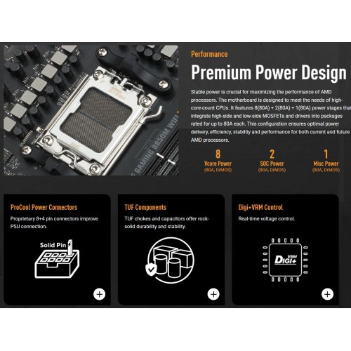 Материнська плата Asus TUF GAMING B850M WIFI (sAM5, AMD B850) купити в Україні | Telemart фото
