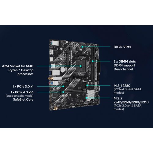 Материнська плата Asus PRIME B550M-K WIFI-CSM (sAM4, AMD B550) купити в Україні | Telemart фото