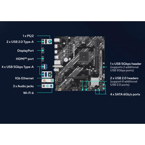 Материнська плата Asus PRIME B550M-K WIFI-CSM (sAM4, AMD B550) купити в Україні | Telemart фото