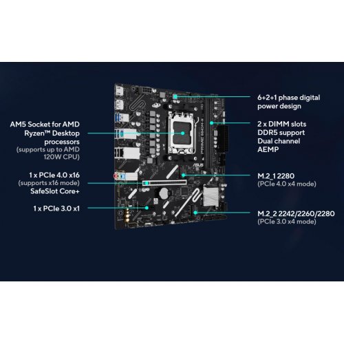 Материнська плата Asus PRIME B840M-R-CSM (sAM5, AMD B840) купити в Україні | Telemart фото