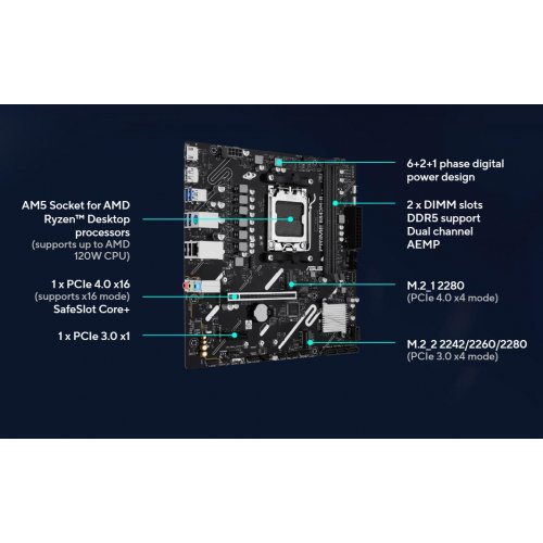 Материнська плата Asus PRIME B840M-R (sAM5, AMD B840) купити в Україні | Telemart фото