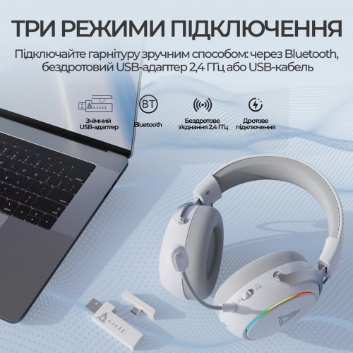Наушники Ajazz AHM10 Max (AHM10-MAX-W) White купить в Украине | Telemart фото