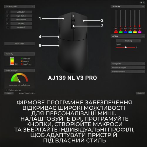 Мышка Ajazz AJ139 Near Link V3 Pro+ Wireless (AJ139-NL-V3-PRO-B) Black купить в Украине | Telemart фото