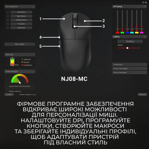 Миша Ajazz x Nacodex NJ08 MC Wireless (NJ08-MC-W) White купити в Україні | Telemart фото