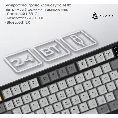 Клавіатура Ajazz AF82 RGB Wireless With Screen (AF82-BW) Blue/White купити в Україні | Telemart фото