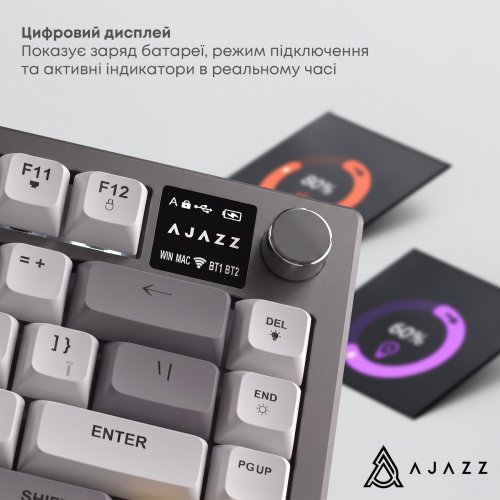 Клавіатура Ajazz AF82 RGB Wireless With Screen (AF82-BW) Blue/White купити в Україні | Telemart фото
