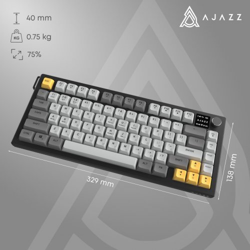 Клавиатура Ajazz AF82 RGB Wireless With Screen (AF82-GWO) Gray/White/Orange купить в Украине | Telemart фото