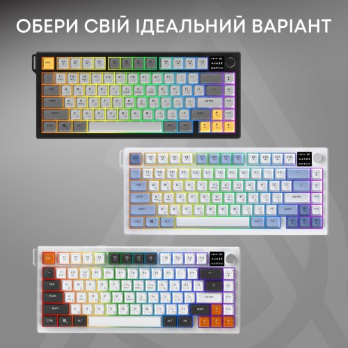 Клавиатура Ajazz AF82 RGB Wireless With Screen (AF82-GWO) Gray/White/Orange купить в Украине | Telemart фото