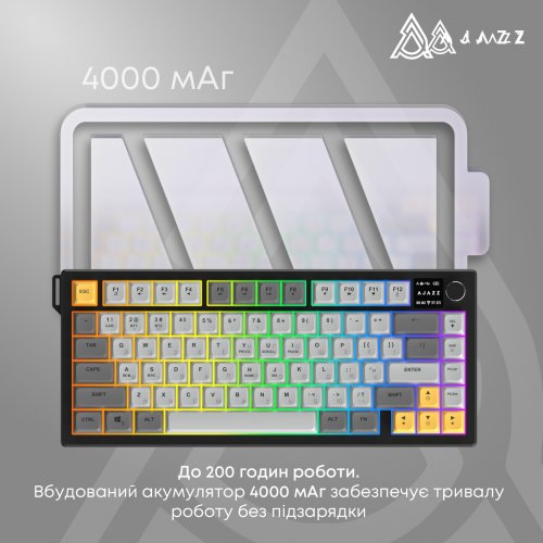 Клавиатура Ajazz AF82 RGB Wireless With Screen (AF82-BGY) Black/Gray/Yellow купить в Украине | Telemart фото
