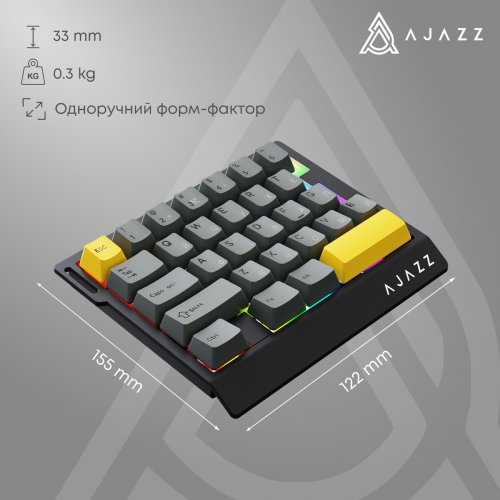 Клавіатура Ajazz AK029 RGB Ice Island Magnetic Switch (AK029-I-BY) Black/Yellow купити в Україні | Telemart фото