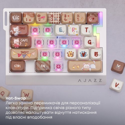 Клавіатура Ajazz AK029 RGB Meow Magnetic Switch (AK029-M-Y) Beige купити в Україні | Telemart фото