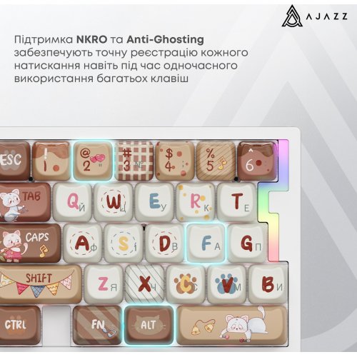 Клавіатура Ajazz AK029 RGB Meow Magnetic Switch (AK029-M-Y) Beige купити в Україні | Telemart фото