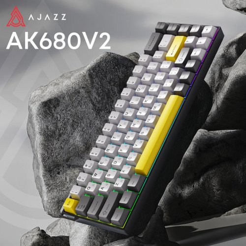 Клавіатура Ajazz AK680 V2 RGB Ice Island Magnetic Switch (AK680-V2-I-BGY) Black/Gray/Yellow купити в Україні | Telemart фото