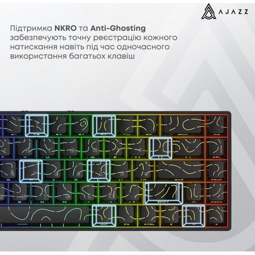 Клавіатура Ajazz AK680 V2 RGB Ice Island Magnetic Switch (AK680-V2-I-GB) Gray/Blue купити в Україні | Telemart фото