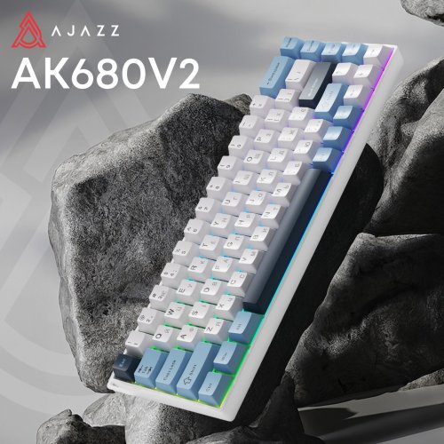 Клавіатура Ajazz AK680 V2 RGB Ice Island Magnetic Switch (AK680-V2-I-GB) Gray/Blue купити в Україні | Telemart фото