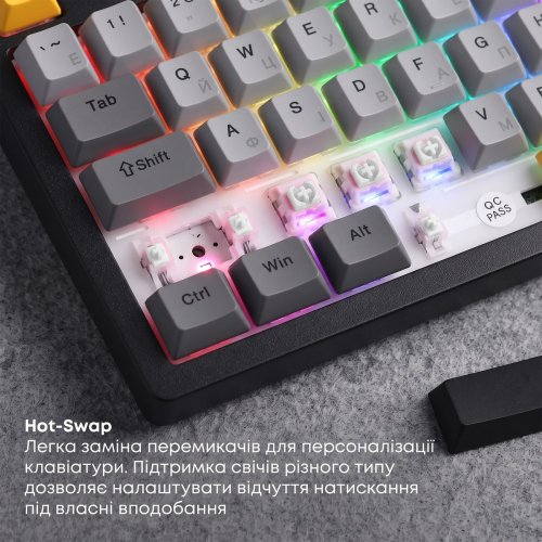 Клавиатура Ajazz AK820 V2 RGB Coconut Flake Switch Wireless (AK820-V2-CF-BGY) Black/Gray/Yellow купить в Украине | Telemart фото