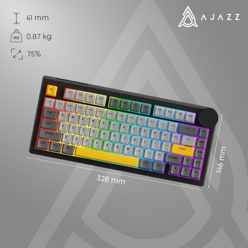 Клавиатура Ajazz AK820 V2 RGB Coconut Flake Switch Wireless (AK820-V2-CF-BGY) Black/Gray/Yellow купить в Украине | Telemart фото