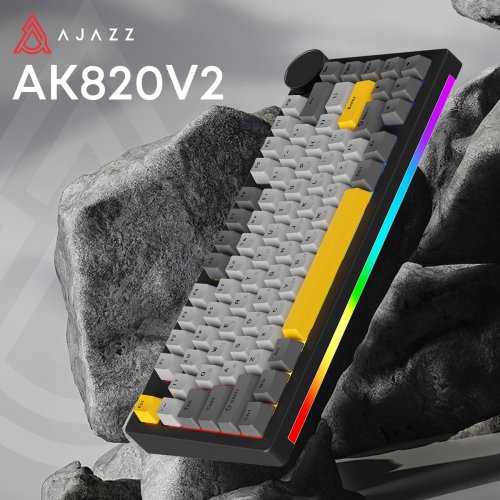 Клавиатура Ajazz AK820 V2 RGB Coconut Flake Switch Wireless (AK820-V2-CF-BGY) Black/Gray/Yellow купить в Украине | Telemart фото