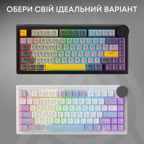 Клавиатура Ajazz AK820 V2 RGB Coconut Flake Switch Wireless (AK820-V2-CF-BGY) Black/Gray/Yellow купить в Украине | Telemart фото