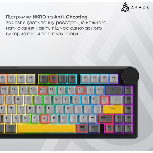 Клавиатура Ajazz AK820 V2 RGB Coconut Flake Switch Wireless (AK820-V2-CF-PWB) Purple/White/Blue купить в Украине | Telemart фото