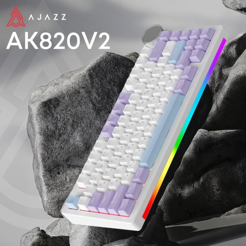 Клавиатура Ajazz AK820 V2 RGB Coconut Flake Switch Wireless (AK820-V2-CF-PWB) Purple/White/Blue купить в Украине | Telemart фото