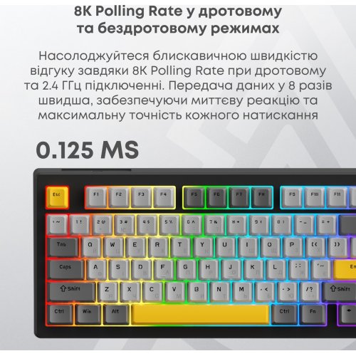 Клавиатура Ajazz AK820 V2 RGB Coconut Flake Switch Wireless (AK820-V2-CF-PWB) Purple/White/Blue купить в Украине | Telemart фото