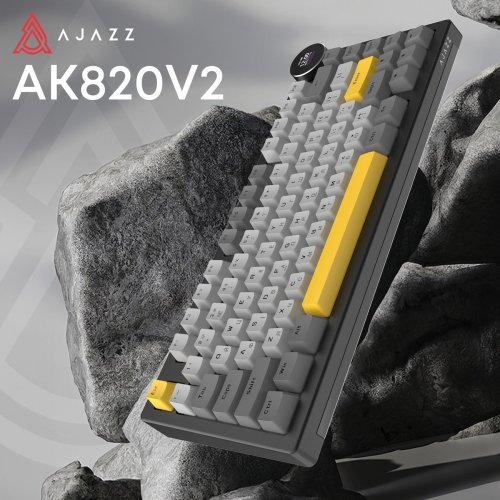 Клавіатура Ajazz AK820 V2 RGB White Peach Switch Wireless (AK820-V2-WP-BGY) Black/Gray/Yellow купити в Україні | Telemart фото