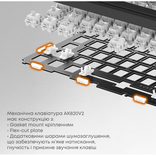 Клавиатура Ajazz AK820 V2 RGB White Peach Switch Wireless (AK820-V2-WP-PWB) Purple/White/Blue купить в Украине | Telemart фото