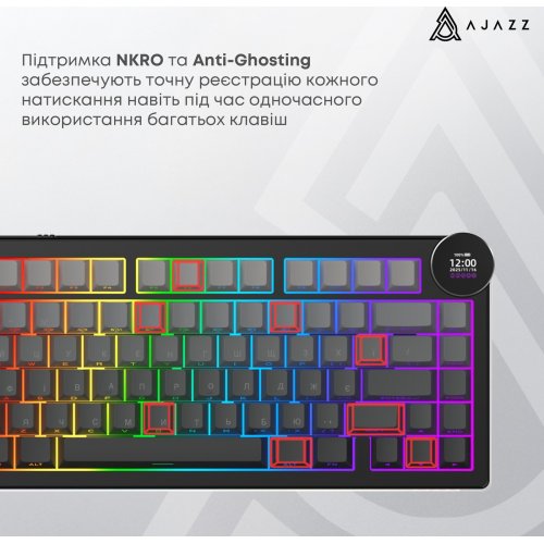 Клавіатура Ajazz AK820 V2 RGB White Peach Switch Wireless (AK820-V2-WP-S-BG) Black/Gray купити в Україні | Telemart фото