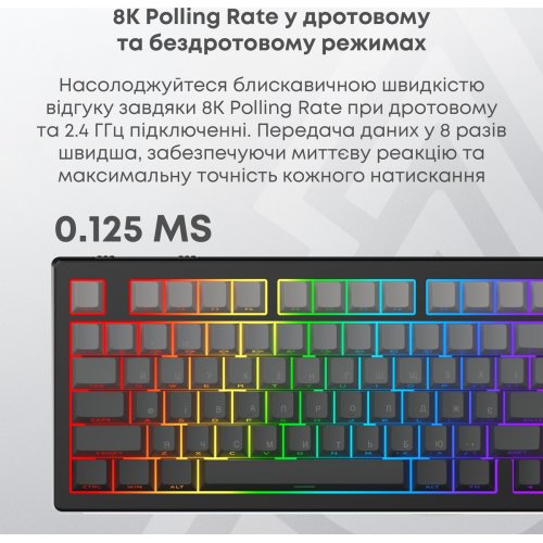 Клавіатура Ajazz AK820 V2 RGB White Peach Switch Wireless (AK820-V2-WP-S-BG) Black/Gray купити в Україні | Telemart фото