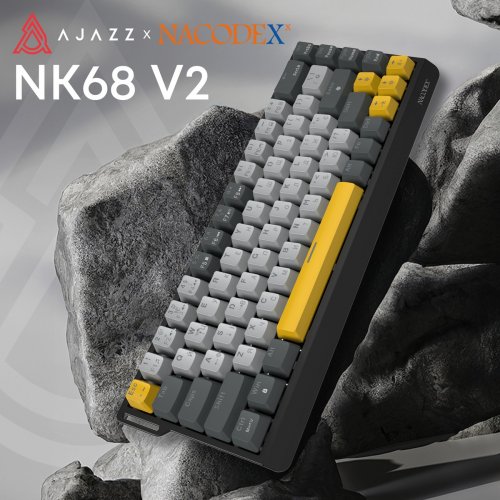 Клавиатура Ajazz x NacodeX NK68 V2 Red Switch LED (NK68-V2-R-BGY) Black/Grey/Yellow купить в Украине | Telemart фото