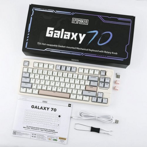 Уценка клавиатура EPOMAKER GALAXY70 RGB Mechanical HUANO Blossom Odyssey Switch Wireless (GALAXY70-G-BO-UA) Grey (Вскрытая упаковка, 907523) купить в Украине | Telemart фото